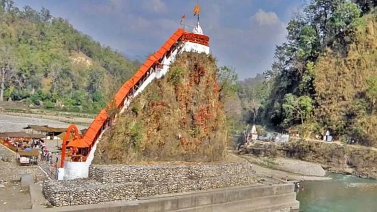 Garjiya temple is situated over a large rock in the Kosi River, Jim Corbett National Park, Nainital, Uttarakhand