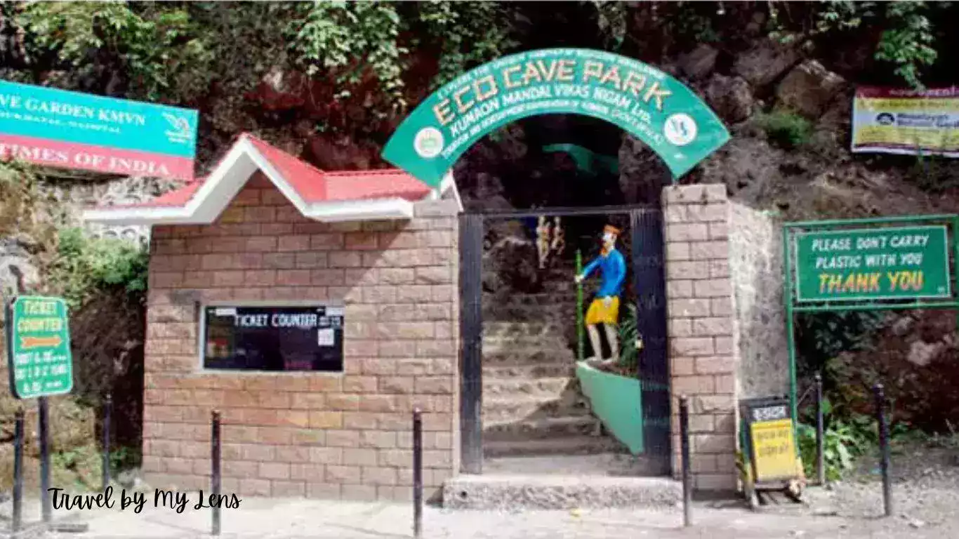 Eco Cave Garden (a cluster of natural rocky cave) - a ticket counter near entrance gate, Nainital, Uttarakhand, India.