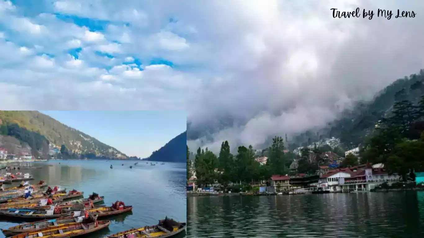 Naini Lake offering various opportunities for yachting, kayaking, boating and paddling. It is located in Nainital, Uttarakhand, India.