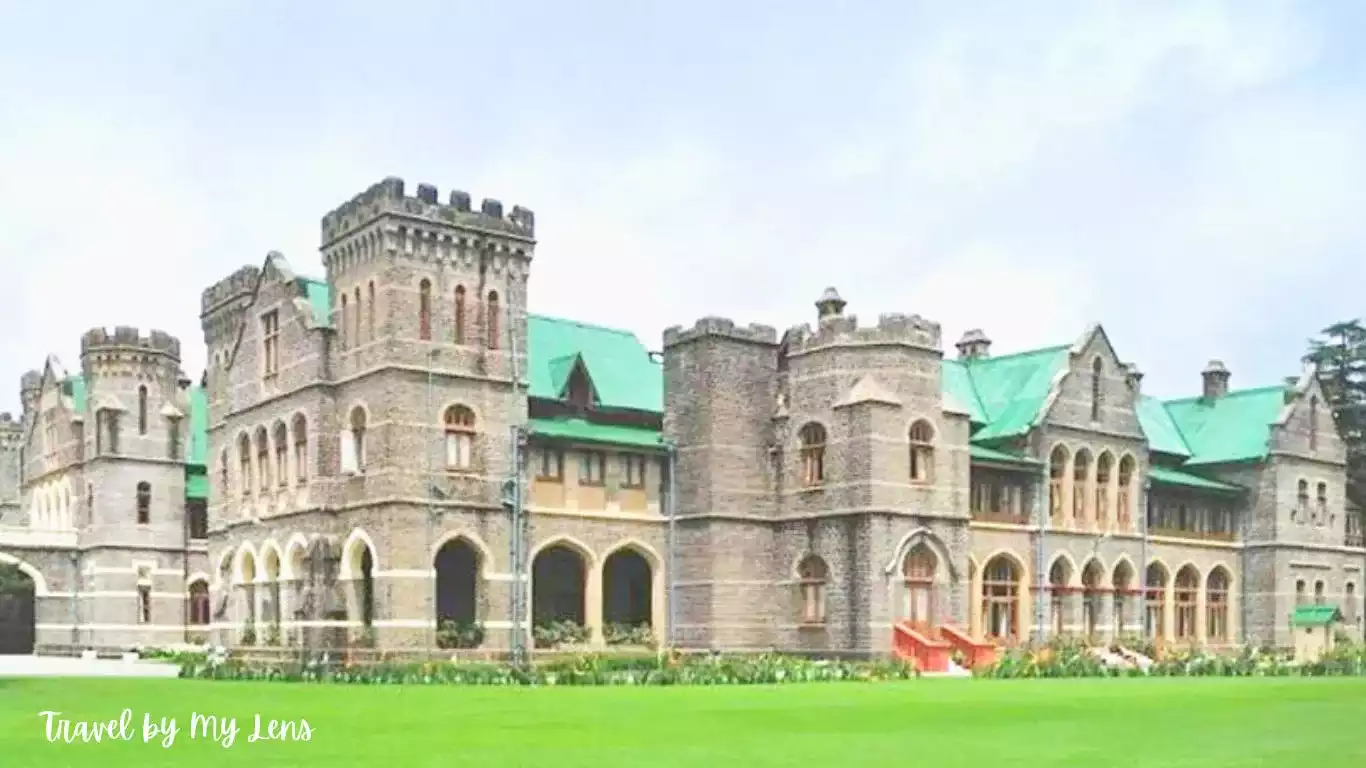 Raj Bhawan or The Governor House of Nainital and a beautiful garden in front of it. Raj Bhawan is a symbol of British heritage in Nainital, Uttarakhand, India.