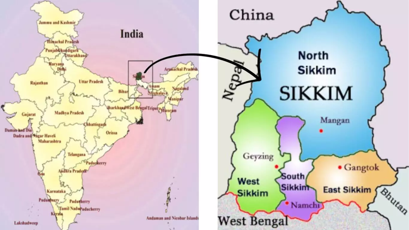 Sikkim Map - Four Zones (Districts)