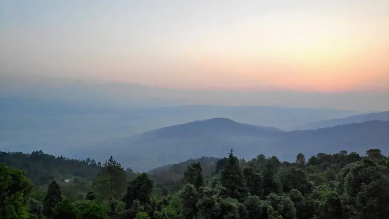 Shades of the sky after sunrise, Kausani, Uttarakhand, India.