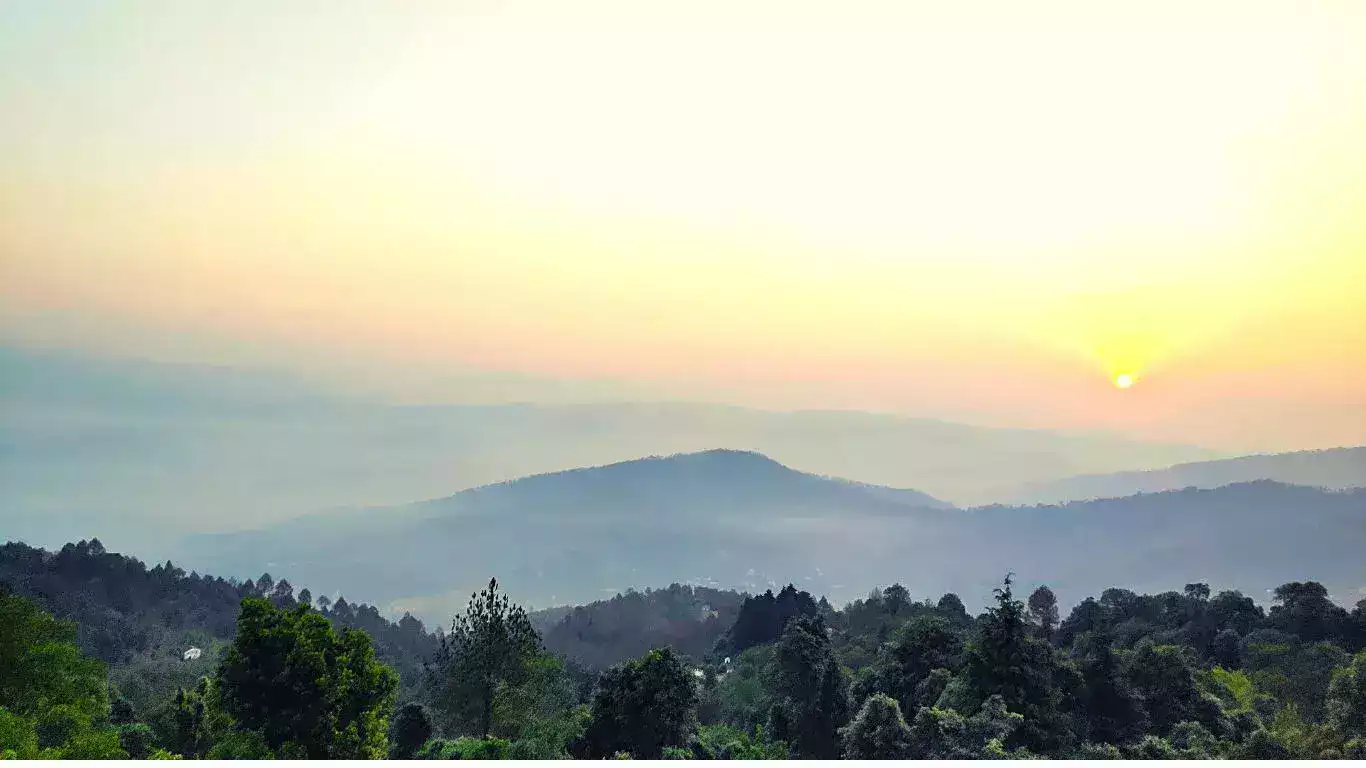 Shades of the sky after sunrise, Kausani, Uttarakhand, India.